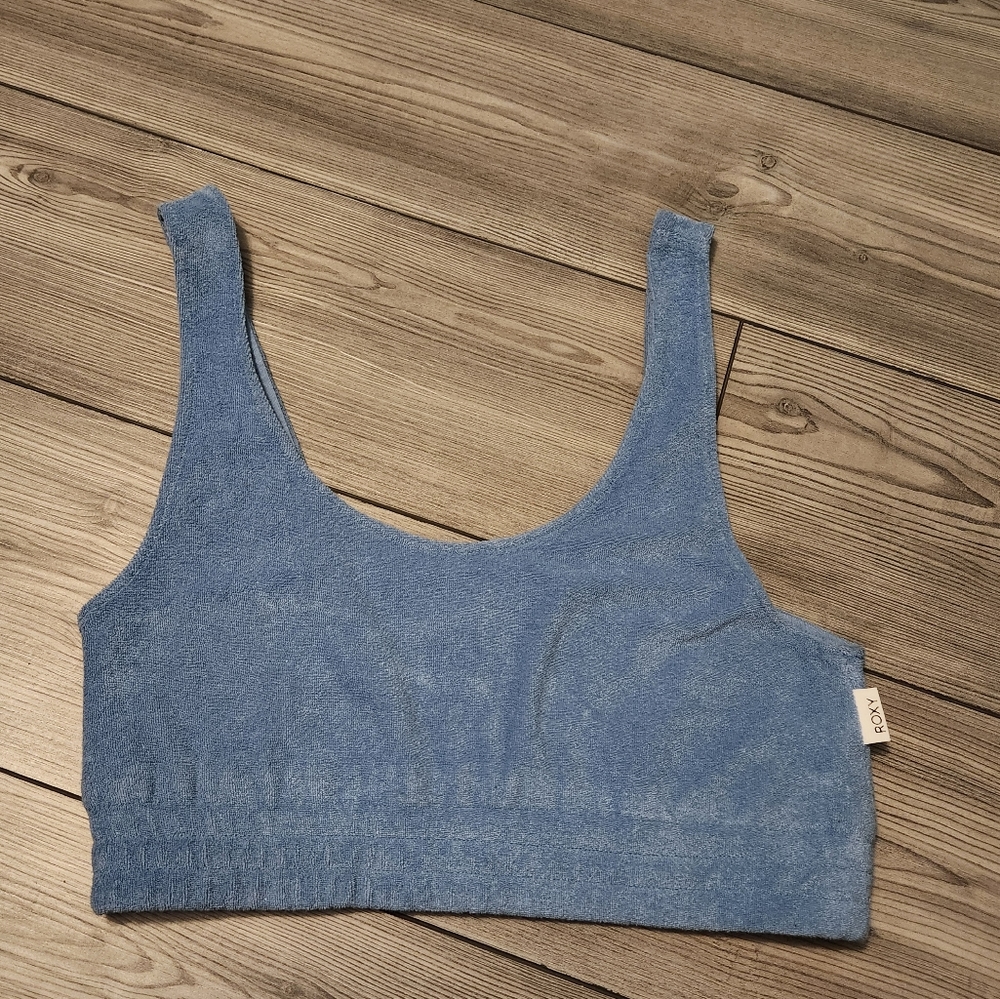 Roxy Women's Small Terry Cloth Light Blue Crop Top